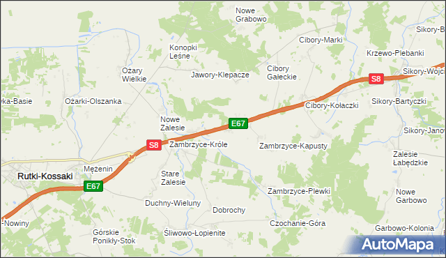 mapa Nowe Zambrzyce, Nowe Zambrzyce na mapie Targeo