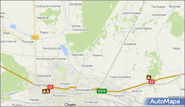 mapa Nowiny gmina Chełm, Nowiny gmina Chełm na mapie Targeo