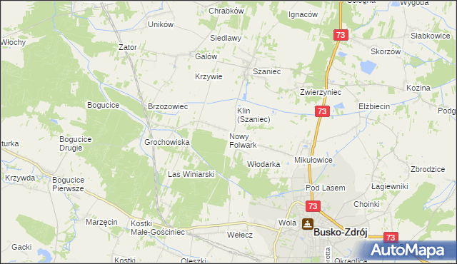 mapa Nowy Folwark gmina Busko-Zdrój, Nowy Folwark gmina Busko-Zdrój na mapie Targeo