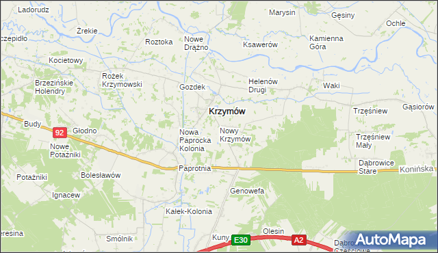 mapa Nowy Krzymów, Nowy Krzymów na mapie Targeo