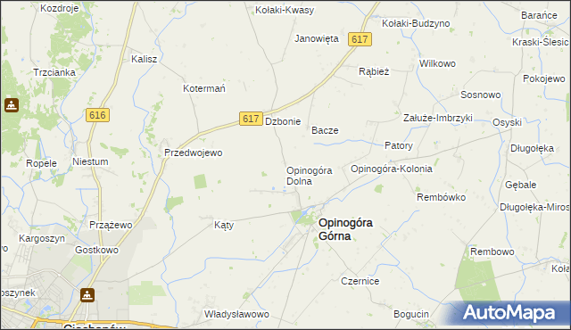 mapa Opinogóra Dolna, Opinogóra Dolna na mapie Targeo