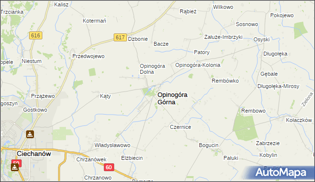 mapa Opinogóra Górna, Opinogóra Górna na mapie Targeo