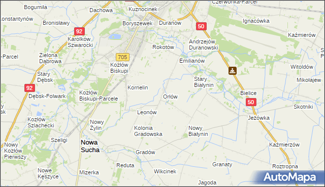 mapa Orłów gmina Nowa Sucha, Orłów gmina Nowa Sucha na mapie Targeo