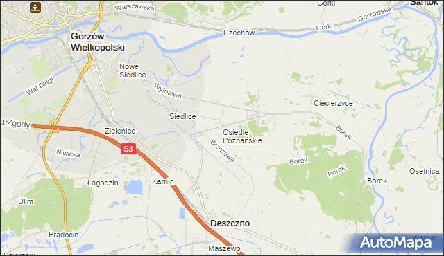 mapa Osiedle Poznańskie, Osiedle Poznańskie na mapie Targeo