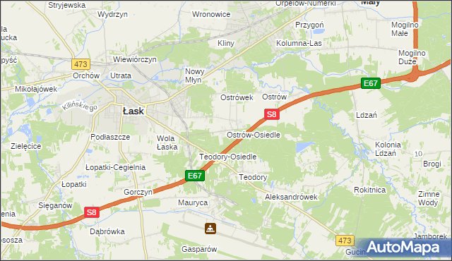 mapa Ostrów-Osiedle, Ostrów-Osiedle na mapie Targeo