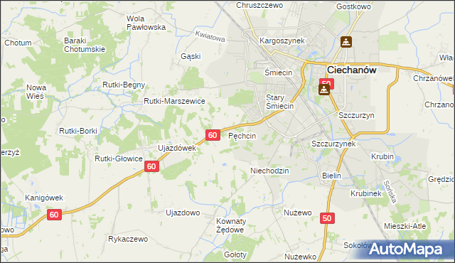 mapa Pęchcin, Pęchcin na mapie Targeo