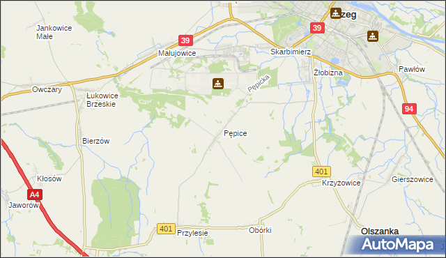 mapa Pępice gmina Skarbimierz, Pępice gmina Skarbimierz na mapie Targeo