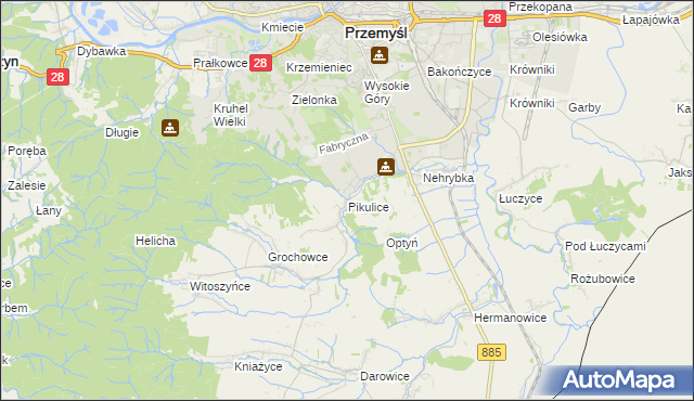 mapa Pikulice, Pikulice na mapie Targeo