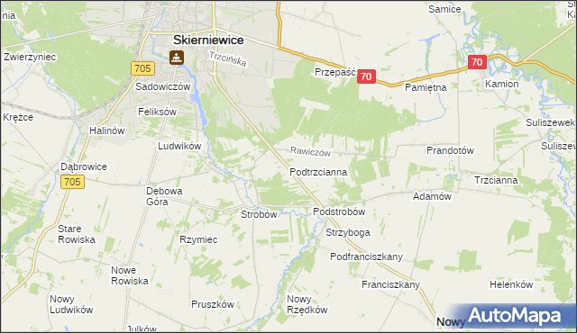 mapa Podtrzcianna, Podtrzcianna na mapie Targeo