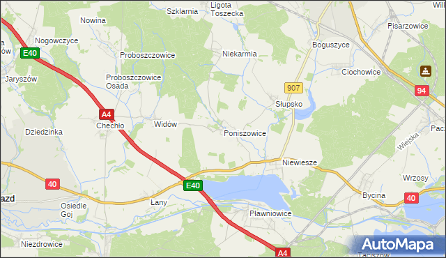 mapa Poniszowice, Poniszowice na mapie Targeo