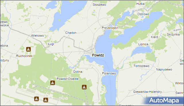 mapa Powidz powiat słupecki, Powidz powiat słupecki na mapie Targeo