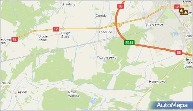 mapa Przybyszewo gmina Święciechowa, Przybyszewo gmina Święciechowa na mapie Targeo