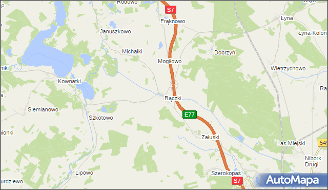 mapa Rączki gmina Nidzica, Rączki gmina Nidzica na mapie Targeo