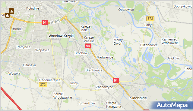 mapa Radwanice gmina Siechnice, Radwanice gmina Siechnice na mapie Targeo