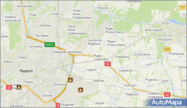 mapa Rajec Szlachecki, Rajec Szlachecki na mapie Targeo