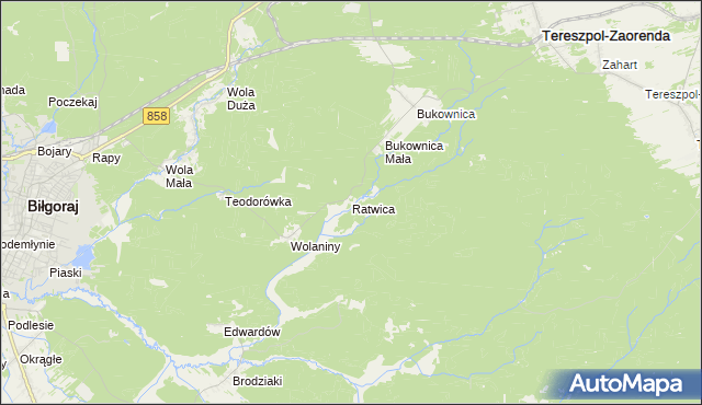 mapa Ratwica, Ratwica na mapie Targeo
