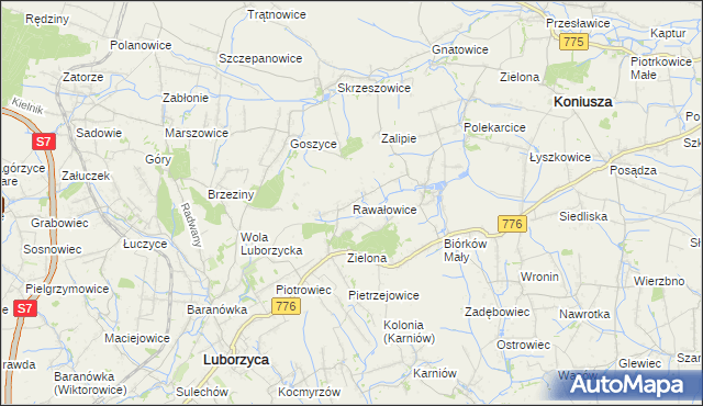 mapa Rawałowice, Rawałowice na mapie Targeo