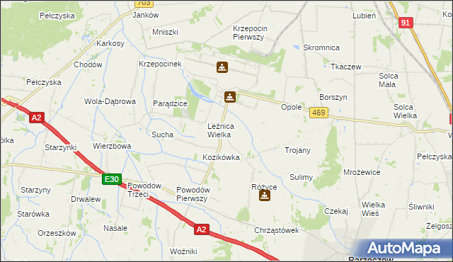 mapa Różyce Żmijowe, Różyce Żmijowe na mapie Targeo