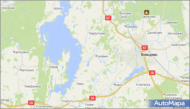 mapa Rukławki, Rukławki na mapie Targeo