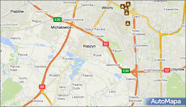mapa Rybie gmina Raszyn, Rybie gmina Raszyn na mapie Targeo