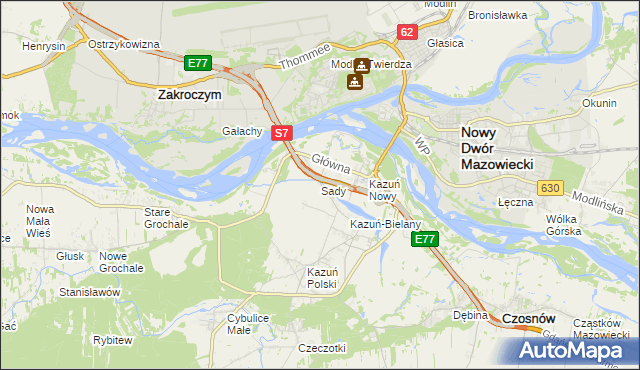 mapa Sady gmina Czosnów, Sady gmina Czosnów na mapie Targeo