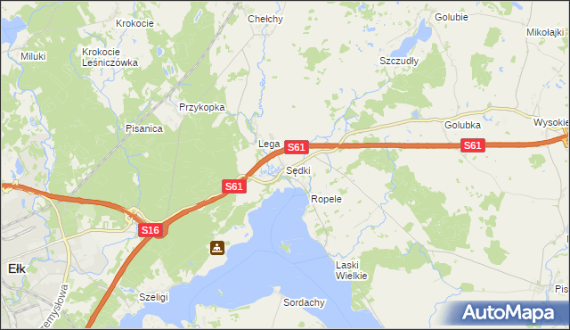 mapa Sędki gmina Ełk, Sędki gmina Ełk na mapie Targeo