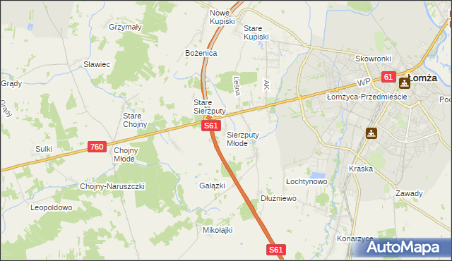 mapa Sierzputy Młode, Sierzputy Młode na mapie Targeo