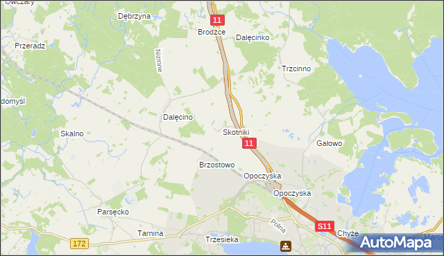 mapa Skotniki gmina Szczecinek, Skotniki gmina Szczecinek na mapie Targeo