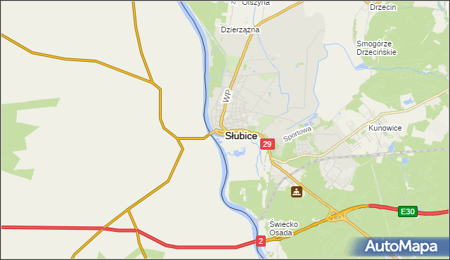 mapa Słubice, Słubice na mapie Targeo