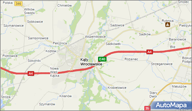 mapa Sośnica gmina Kąty Wrocławskie, Sośnica gmina Kąty Wrocławskie na mapie Targeo