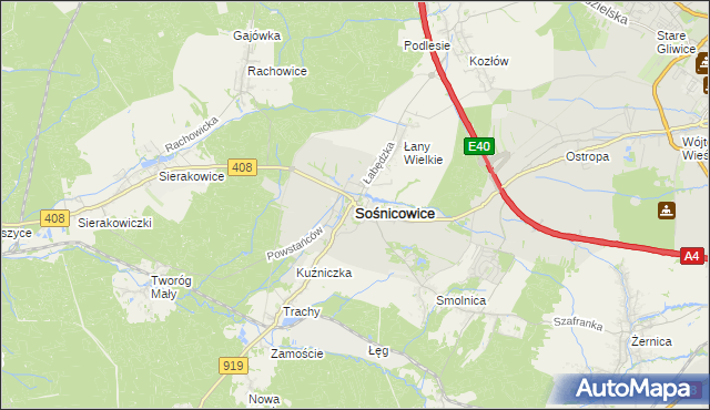 mapa Sośnicowice, Sośnicowice na mapie Targeo