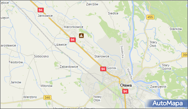 mapa Stanowice gmina Oława, Stanowice gmina Oława na mapie Targeo