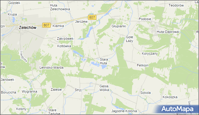 mapa Stara Huta gmina Wola Mysłowska, Stara Huta gmina Wola Mysłowska na mapie Targeo