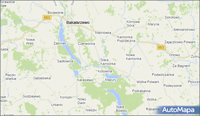 mapa Stara Kamionka gmina Bakałarzewo, Stara Kamionka gmina Bakałarzewo na mapie Targeo