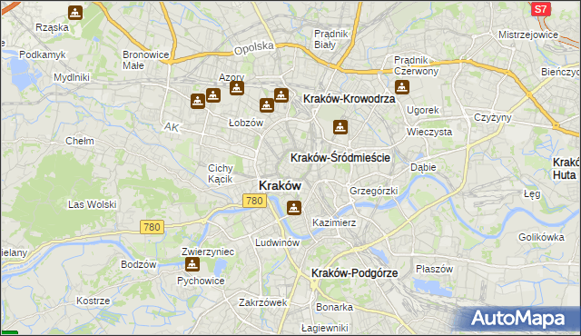 mapa Stare Miasto gmina Kraków, Stare Miasto gmina Kraków na mapie Targeo