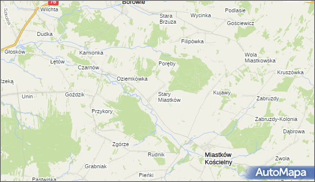 mapa Stary Miastków, Stary Miastków na mapie Targeo