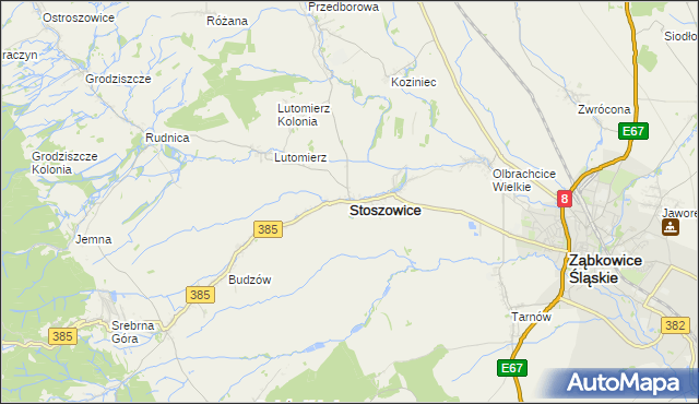 mapa Stoszowice, Stoszowice na mapie Targeo