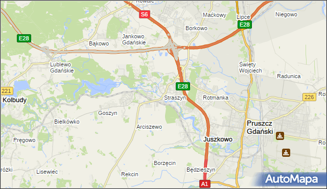 mapa Straszyn, Straszyn na mapie Targeo