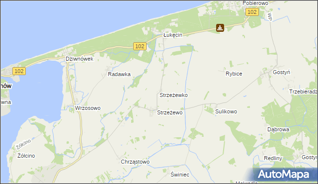 mapa Strzeżewko, Strzeżewko na mapie Targeo