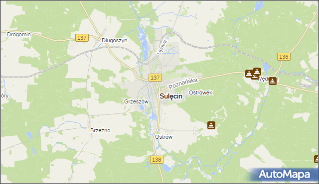 mapa Sulęcin, Sulęcin na mapie Targeo