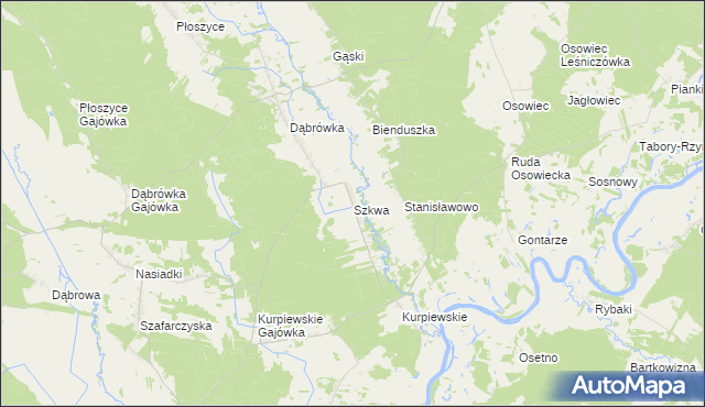 mapa Szkwa, Szkwa na mapie Targeo