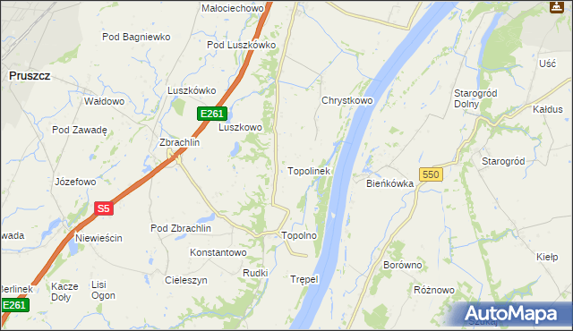 mapa Topolinek gmina Świecie, Topolinek gmina Świecie na mapie Targeo