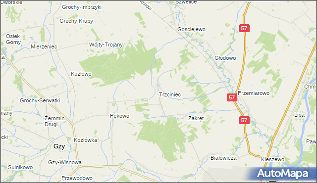 mapa Trzciniec gmina Pułtusk, Trzciniec gmina Pułtusk na mapie Targeo