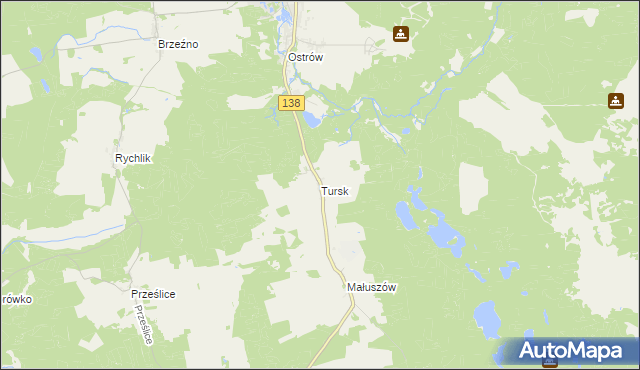 mapa Tursk gmina Sulęcin, Tursk gmina Sulęcin na mapie Targeo