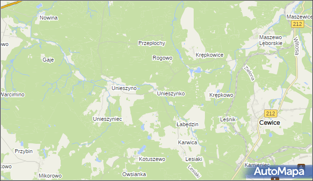 mapa Unieszynko, Unieszynko na mapie Targeo