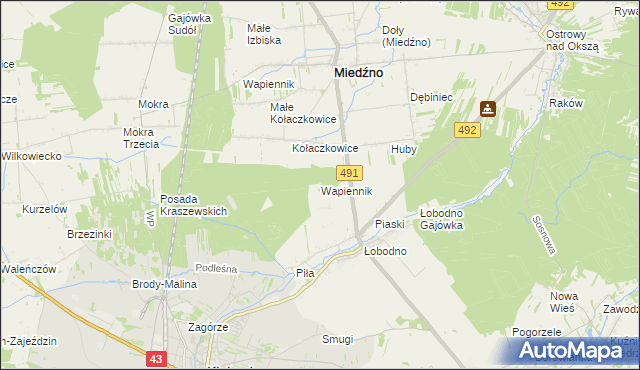 mapa Wapiennik gmina Kłobuck, Wapiennik gmina Kłobuck na mapie Targeo