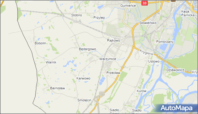 mapa Warzymice, Warzymice na mapie Targeo