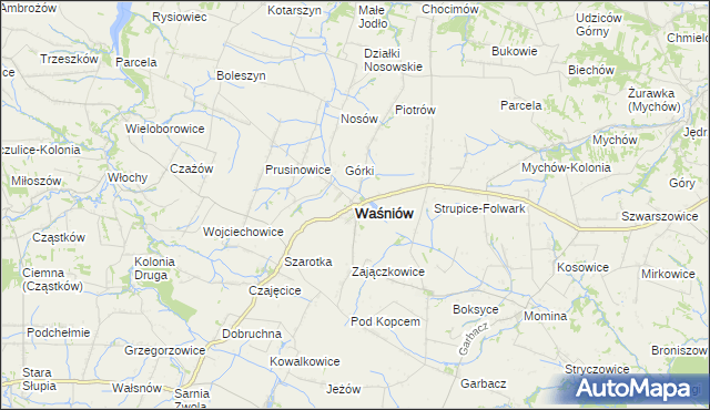 mapa Waśniów, Waśniów na mapie Targeo