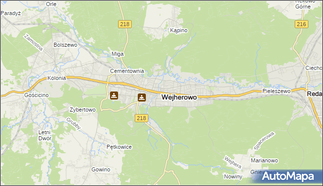 mapa Wejherowo, Wejherowo na mapie Targeo