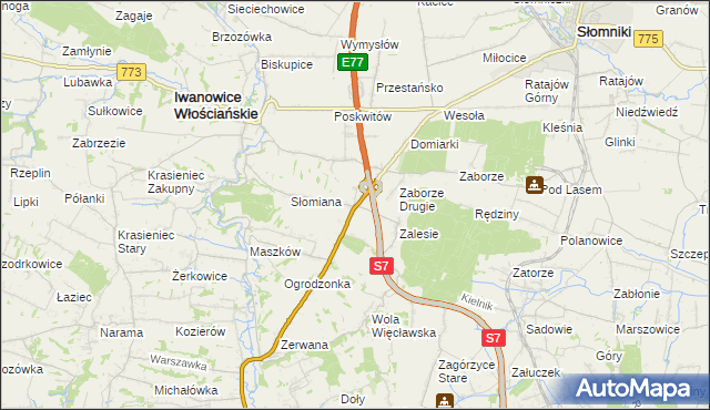 mapa Widoma gmina Iwanowice, Widoma gmina Iwanowice na mapie Targeo